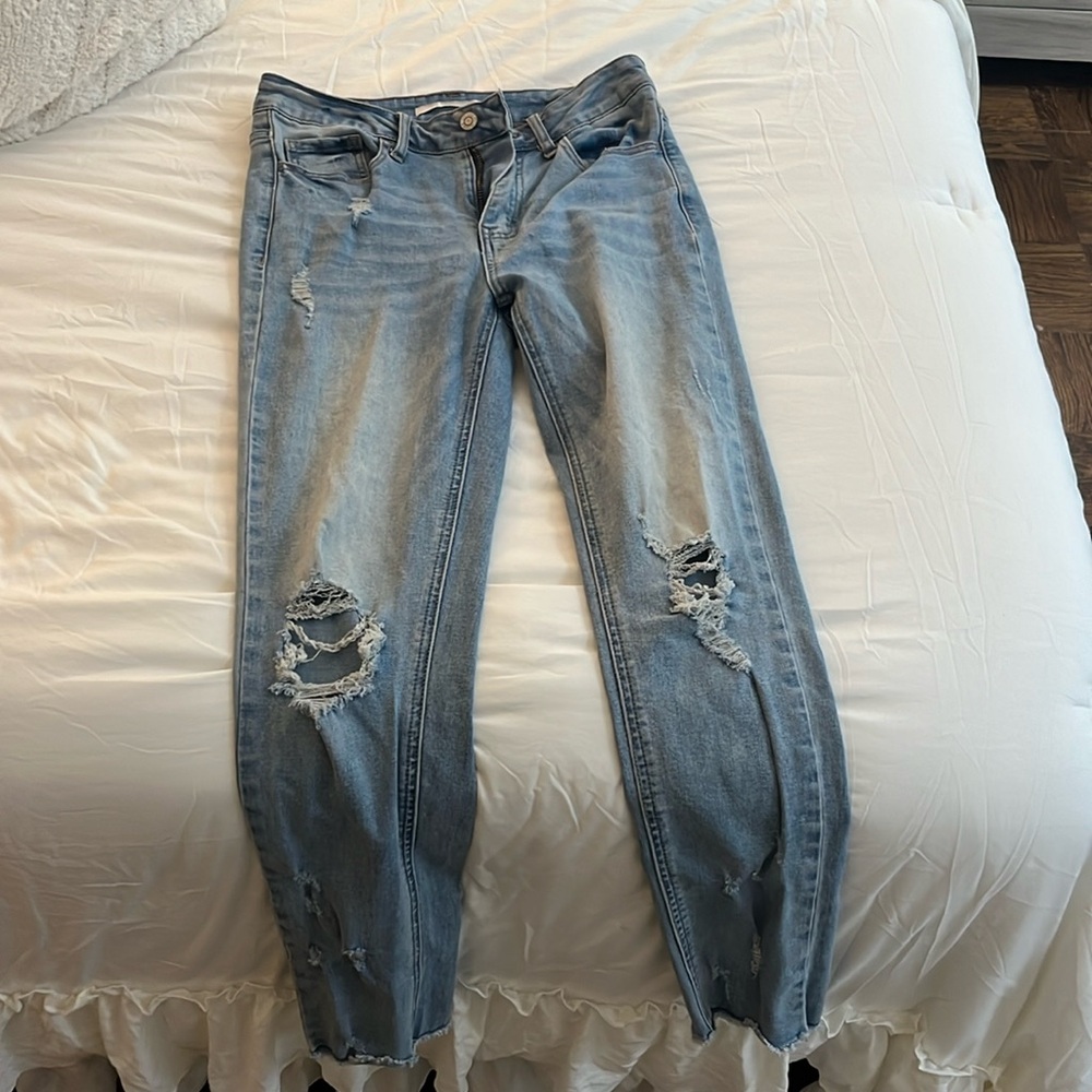 Blue skinny ripped jeans